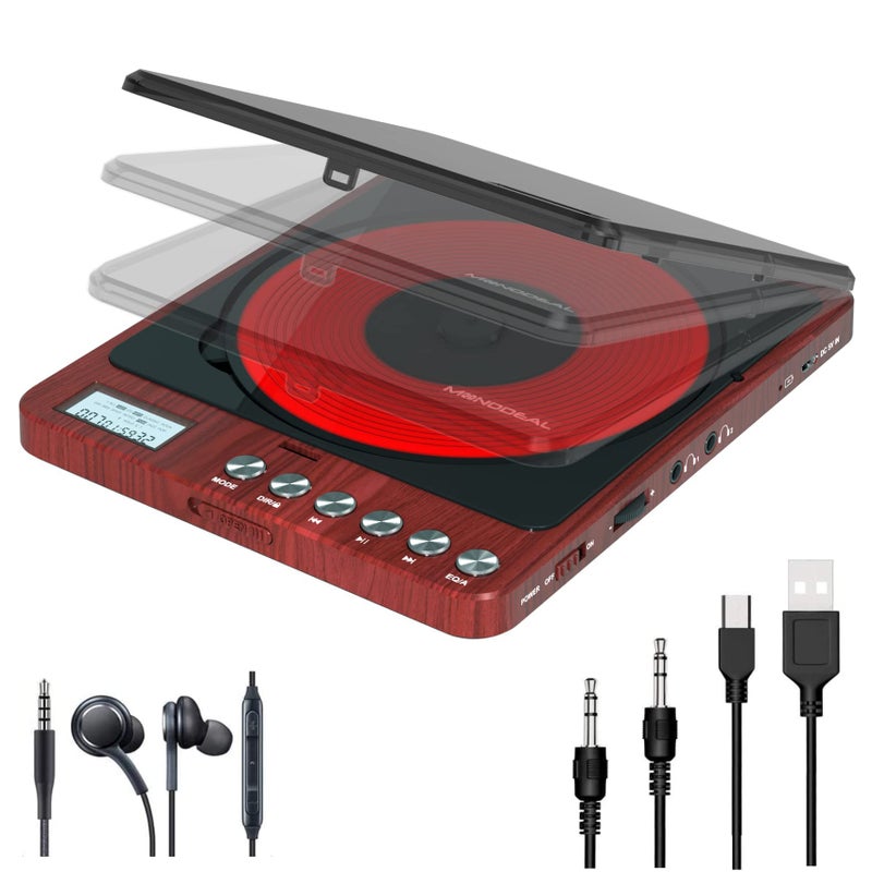 MONODEAL Portable CD Player with Headphones, Monodeal CW605 Compact Design CD Player with LCD Disply, Anti-Skip Personal Player for Car, RechargeablePlayer for Music Audiobook Listening - Image 1